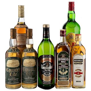 Whisky. J&B, Royal Contry Life, Glenlivet, Bushmills Malt, Glenfidich. Piezas: 8.