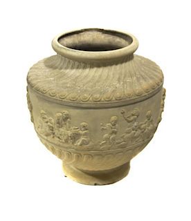 A Composition Garden Urn, Height 27 5/8 inches.