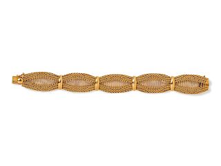 14 Karat Yellow Gold Fancy Link Mesh Bracelet,