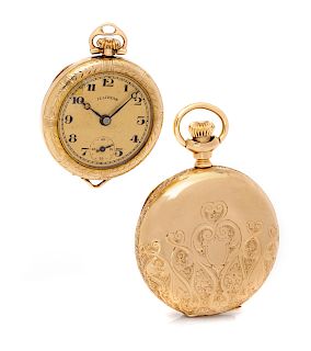 A Collection of Yellow Gold Pocket Watches,