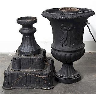 A Composition Garden Urn, Height 17 5/8 inches.