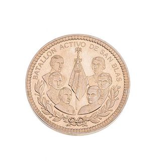 Moneda de bronce de Aniversario, Batallon Activo de San Blas, Museo Nacional de HistoriaPeso 33.9 g.