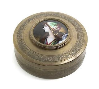 A French Enameled Plaque, Diameter of box 5 1/2 inches.
