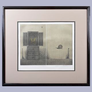 Mario Rangel. El Retorno. Firmado. Grabado, 3/50. 37 x 47 cm