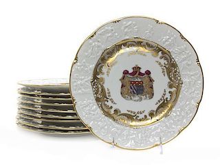 A Set of Ten Capodimonte Porcelain Plates, Diameter 10 7/8 inches.