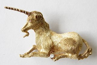 18K Yellow Gold Tiffany & Co Unicorn Brooch