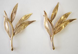 Two 14K Yellow Gold Branch Brooches