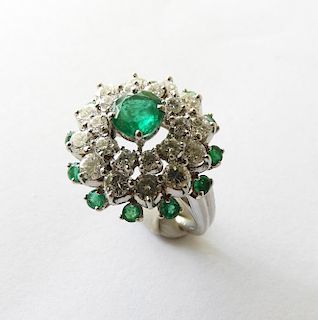Cartier Lady's Emerald & Diamond Cluster Ring