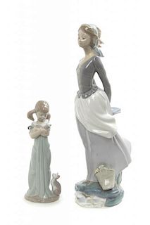 Two Lladro Porcelain Figures, Height of taller 14 1/2 inches.