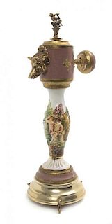 A Capodimonte Porcelain Mounted Swiss Music Box, Height 11 3/4 inches.