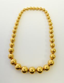14K Yellow Gold Bead Choker Necklace