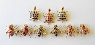 Group of Bee & Turtle Pins