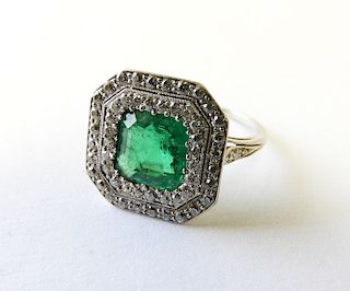 Tiffany & Co - Emerald and Diamond Dinner Ring