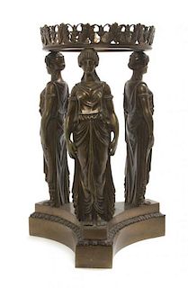 An Empire Style Gilt Bronze Centerpiece Base, Height 9 inches.
