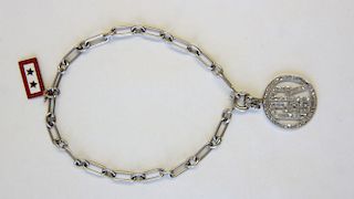 Platinum Cable Link Bracelet with Charms