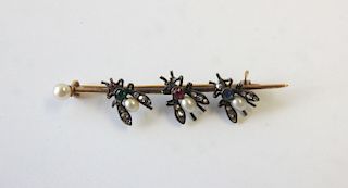 Bee Bar Pin - Pearl, Emerald, Ruby, Sapphire, etc.