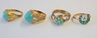 Group of 4 Turquoise Rings
