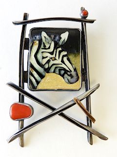 Zebra Pendant - Enamel & Sterling