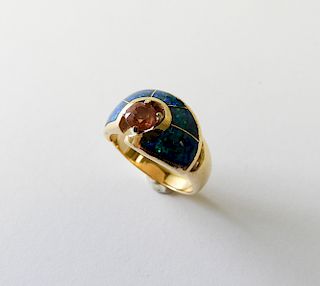 Inlaid Black Opal Ring