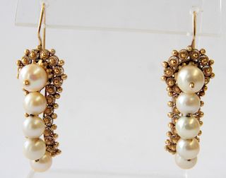 10K & Pearl Drop Earrings
