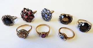 Group of Eight 10k Gold Rings