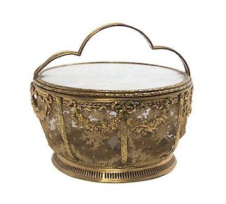 A Victorian Brass Sewing Basket, Diameter 7 1/4 inches.