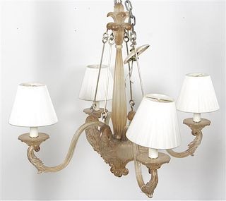 A Resin Four-Light Chandelier, Height 30 x diameter 34 inches.