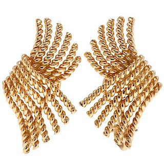 Tiffany & Co. Schlumberger "V Rope" Earrings in 18 Karat Yellow Gold 