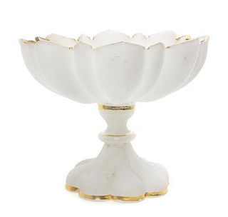 A Gilt Decorated Glass Compote, Height 5 1/4 x diameter 6 1/4 inches.