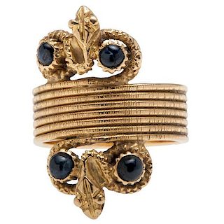 Double Serpent Ring in 18 Karat with Sapphires 