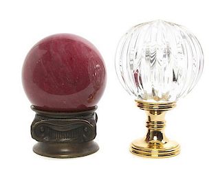 A Marble Orb, Height of taller 6 inches.