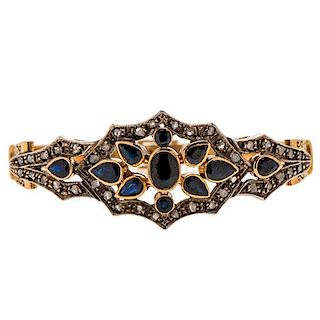Victorian Bracelet with Sapphires and Rose Cut Diamonds 