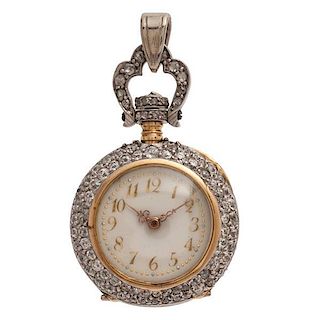 Victorian Pendant Watch in Platinum, Gold and Diamonds 