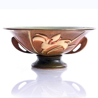 ROSEVILLE POTTERY ZEPHYR LILY FOOTED BOWL