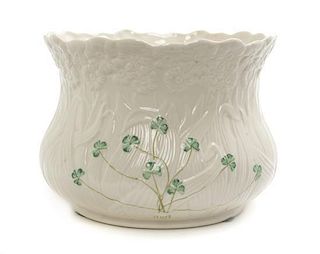 A Belleek Porcelain Jardiniere, Height 5 1/2 inches.