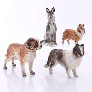 4 COLLECTIBLE PORCELAIN DOG FIGURINES