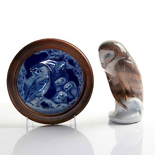 ROYAL COPENHAGEN BARN OWL, ROYALE BLUE WINTER CHINA