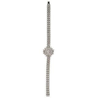 Longines Platinum Bracelet Watch with Diamonds 