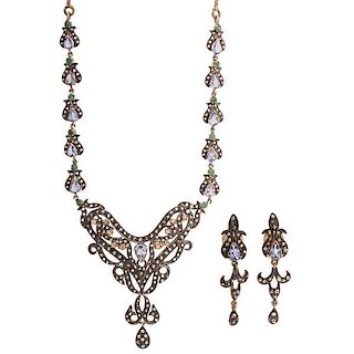 Victorian Ensemble in Silver and Gold with Rose Cut Diamonds 