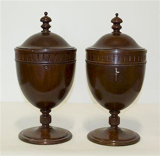 A Pair of Edwardian Knife Boxes, Height 22 1/2 inches.