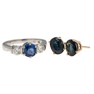 G.I.A. Certified Natural Sapphire Ring with Diamonds PLUS  