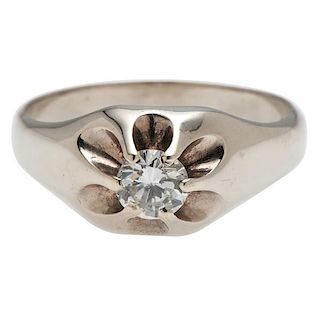 Ring with Diamond in 14 Karat White Gold 