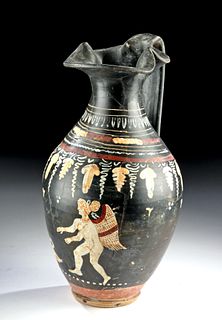 Wonderful Greek Gnathian Ceramic Oinochoe - Eros & Swan