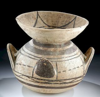 Intact Greek Daunian Pottery Funnel Krater