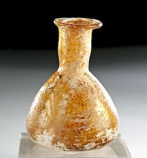Roman Glass Bottle - Yellow Hue & Great Iridescence