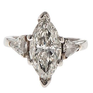 Marquise and Trillion Diamond Three-Stone Ring in Platinum 