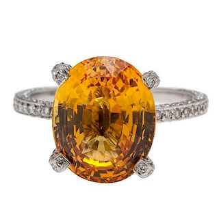 Yellow Sapphire and Diamond Ring in 18 Karat Gold 