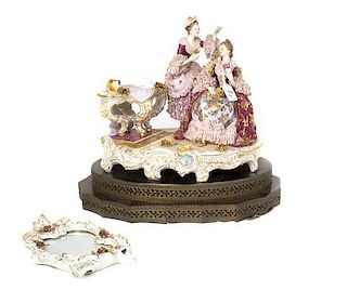 A Continental Porcelain Figural Group, Width 16 1/2 inches.