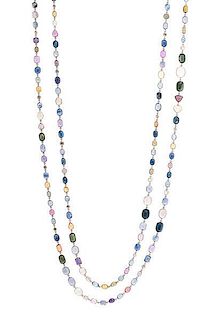 Magnificent Multi-Color Sapphire Necklace with Diamonds 