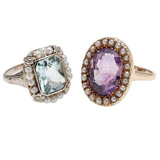 Rings in 14 Karat Gold with Pearls and Gemstones 